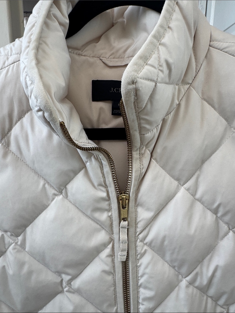 J. Crew Quilted Cream Puffer Vest with Gold-Tone Snaps - Picture 5 of 6